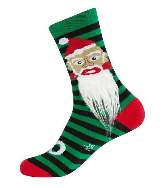 Soft - touch men's crew socks for a gentle feelGumball Poodle Unisex Crew Socks - Ho Ho Santa (With Beard!) Soft - touch men's crew socks for a gentle feelGumball Poodle Unisex Crew Socks - Ho Ho Santa (With Beard!)