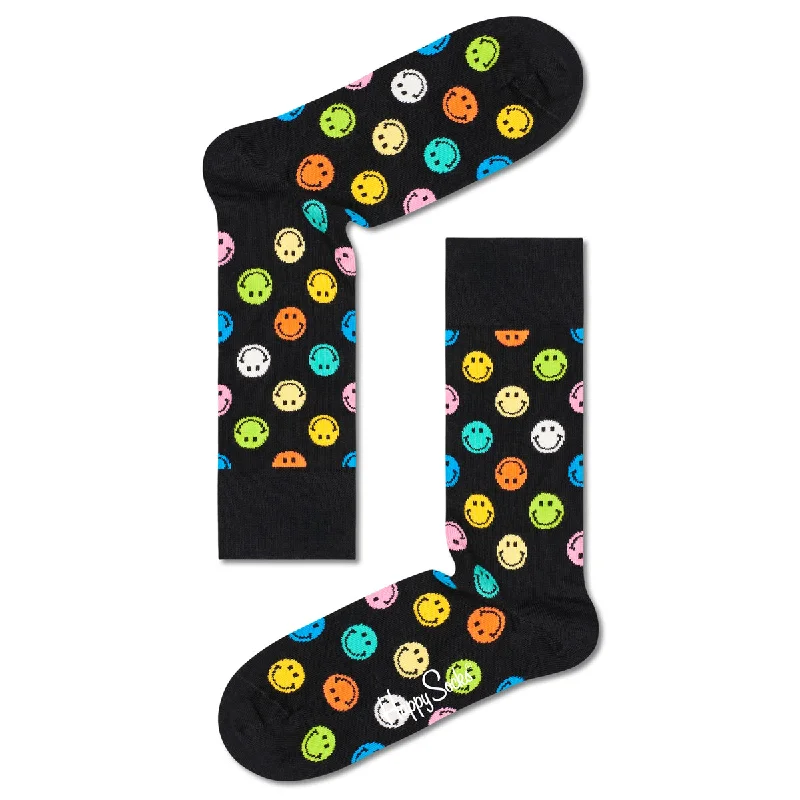 Tag - less men's crew socks to avoid irritationHappy Socks Men's Crew Socks - Big Smiley Dot