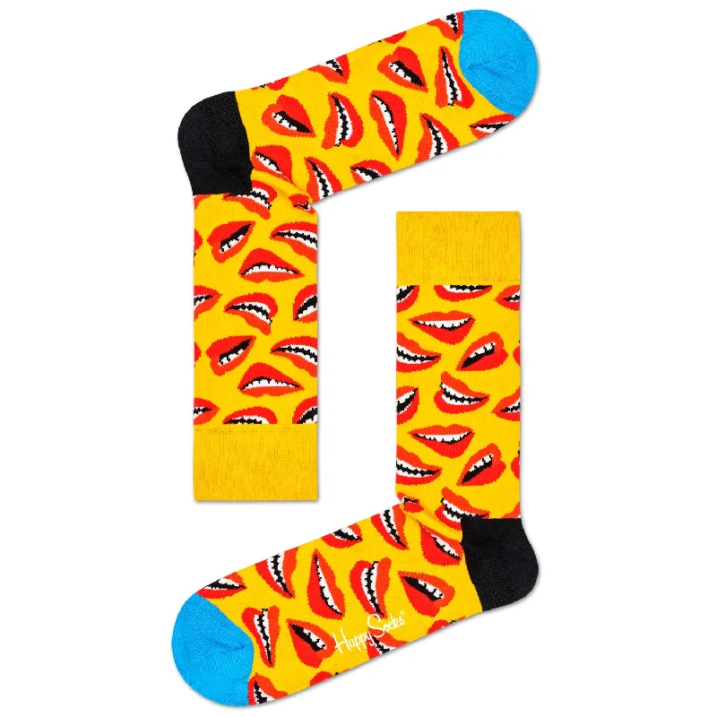 Soft - touch men's crew socks for a gentle feelHappy Socks Men's Crew Socks - Lips