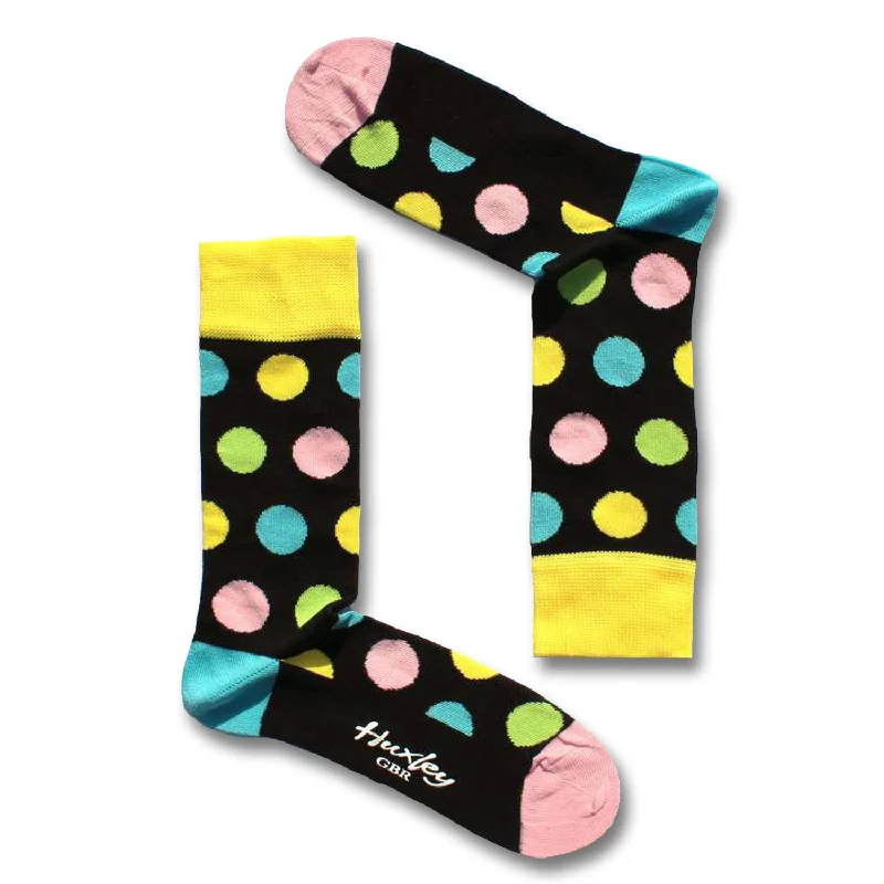 Patterned men's crew socks, like argyle or plaidHuxley Sock Co. Men's Crew Socks - Blackback and Polka (Bamboo Socks)