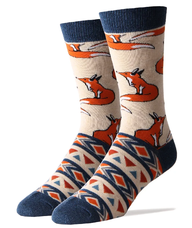Printed men's crew socks with fun designsLike a Fox