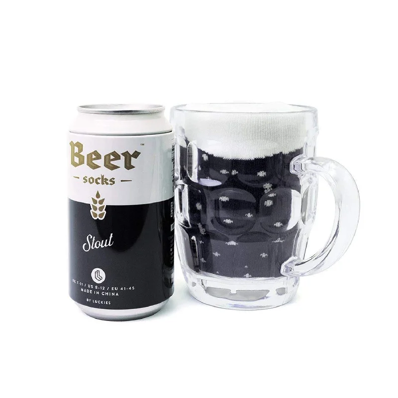 Patterned men's crew socks, like argyle or plaidLuckies of London Men's Crew Socks - Stout (Beer)