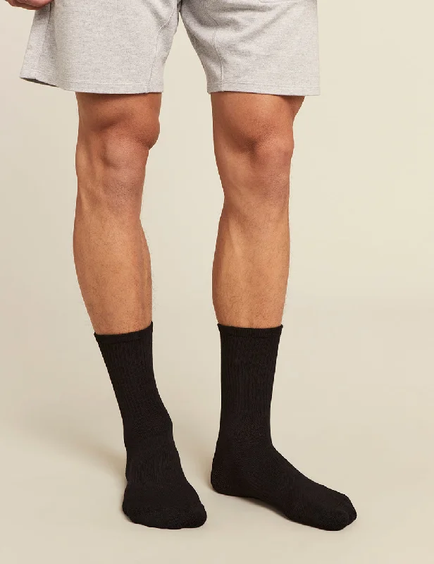 Silk men's socks for a smooth and soft touchMen's Cushioned Crew Socks - Black