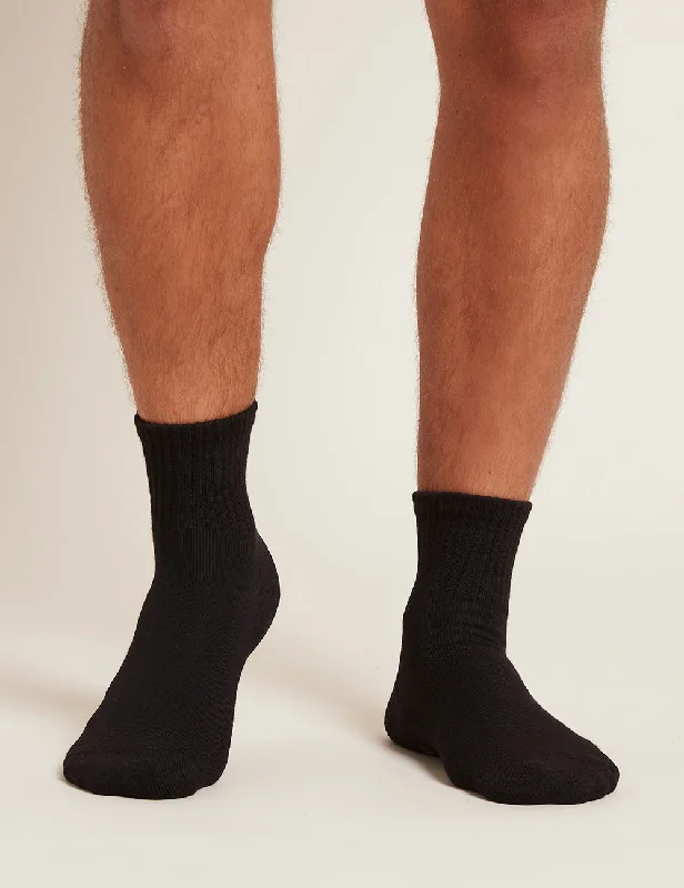 Silk men's socks for a smooth and soft touchMen's Cushioned Quarter Crew Socks - Black Silk men's socks for a smooth and soft touchMen's Cushioned Quarter Crew Socks - Black