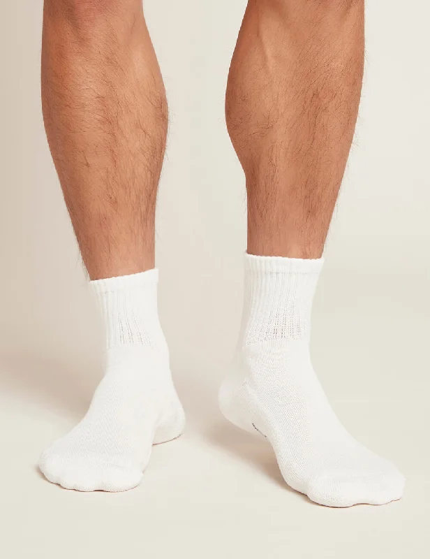 Silk men's socks for a smooth and soft touchMen's Cushioned Quarter Crew Socks - White Silk men's socks for a smooth and soft touchMen's Cushioned Quarter Crew Socks - White
