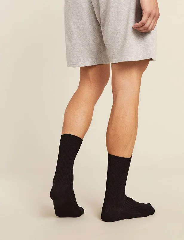Running men's socks for sports performanceMen's Ribbed Crew Socks - Black