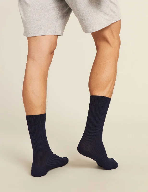 Sheer men's socks for a delicate appearanceMen's Ribbed Crew Socks - Navy