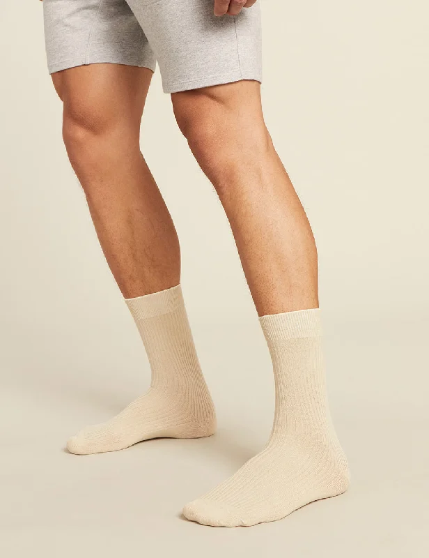 Dress men's socks for business and formal wearMen's Ribbed Crew Socks - Oatmeal