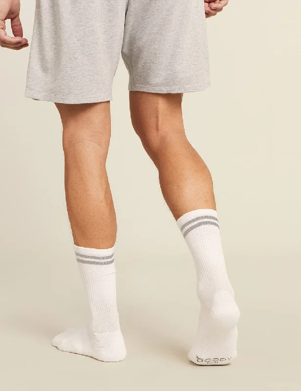 Cashmere men's socks for a luxurious feelMen's Striped Cushioned Crew Socks - White/Grey