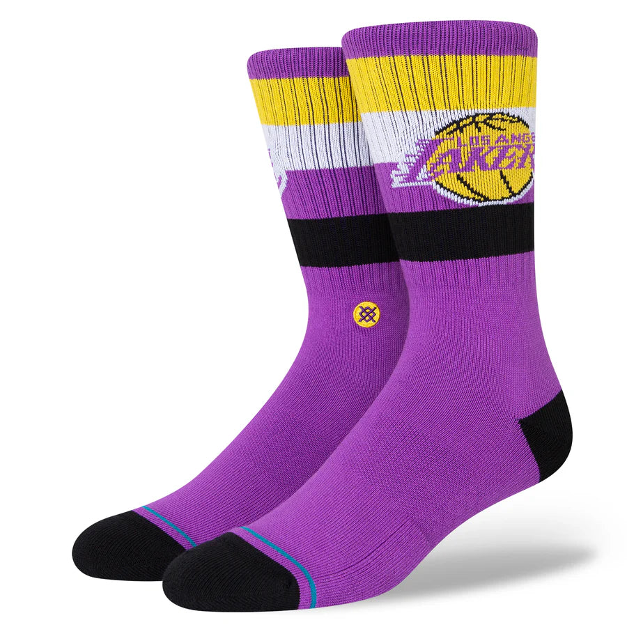 No - show men's socks for wearing with loafersNBA Lakers Stripe Crew Socks (Purple)