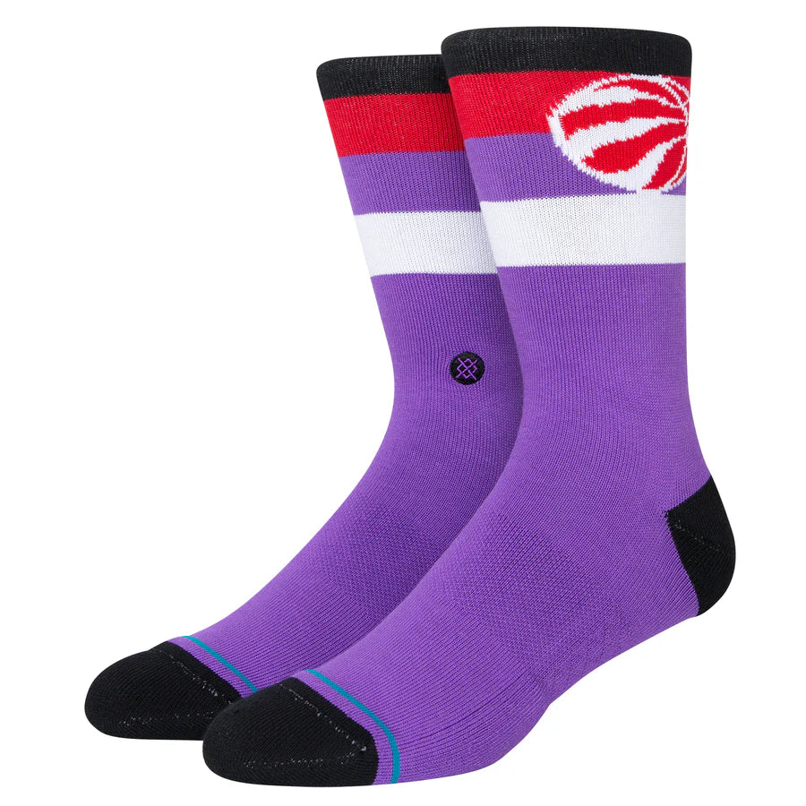 Moisture - wicking men's socks for drynessNBA Raptors Stripe Crew Socks (Red)