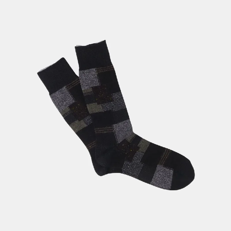 Merino wool men's socks for warmth and breathabilityPatchwork Crew Socks