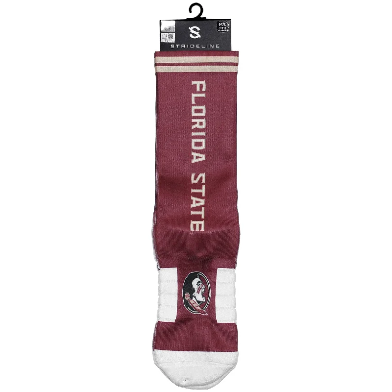 Running men's socks for sports performanceStrideline Florida State Design Premium Sublimated Sock - Garnet/White