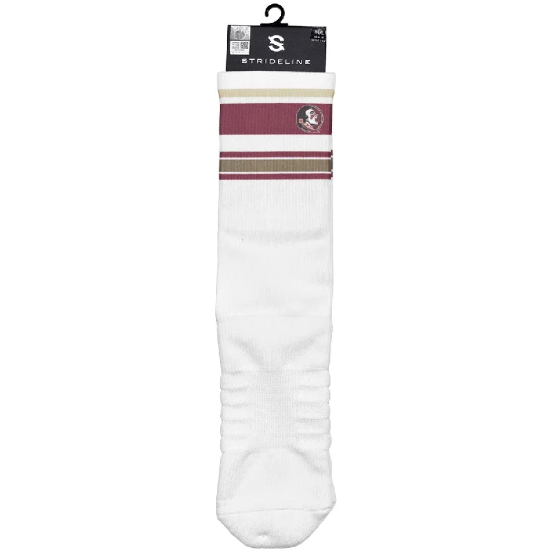 Diabetic men's socks for proper circulationStrideline Seminole Logo Retro Design Premium Sublimated Sock - White