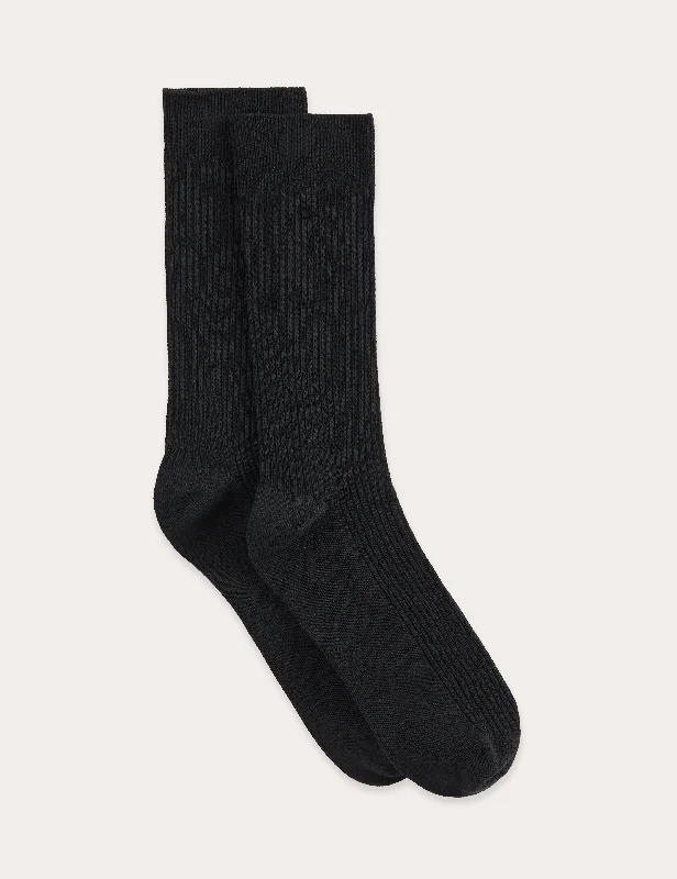 Running men's socks for sports performanceRibbed Crew Socks - Black