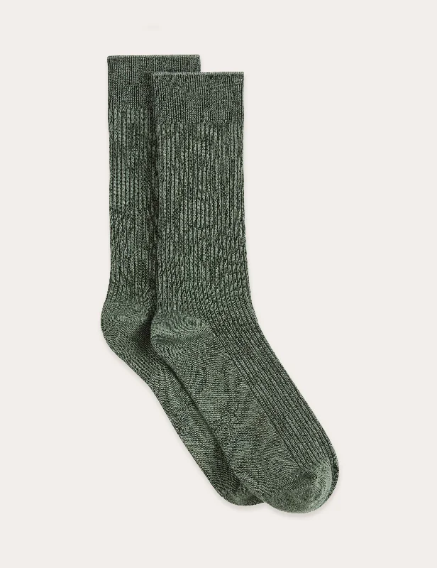 Merino wool men's socks for warmth and breathabilityRibbed Crew Socks - Moss