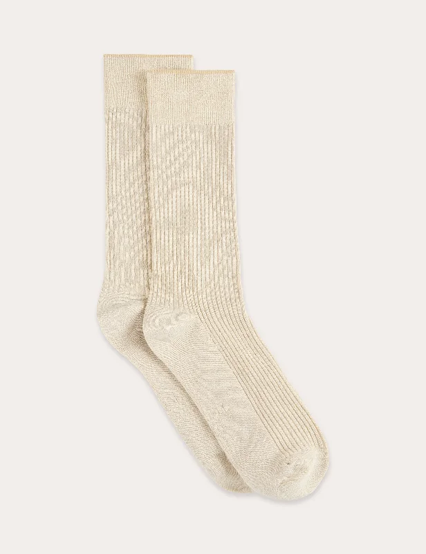 Stretchable men's socks for a flexible fitRibbed Crew Socks - Oatmeal