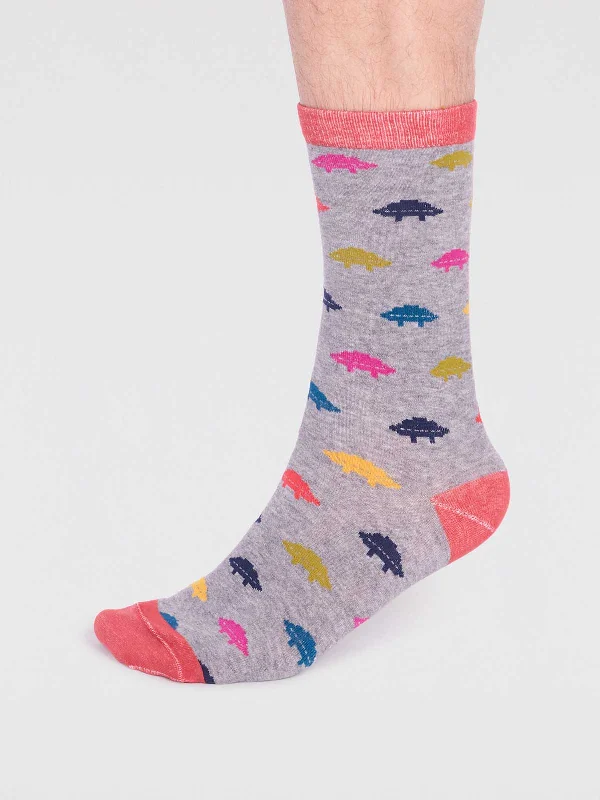 Patterned men's socks with geometric designsSalas Organic Cotton Rocket Socks - Grey Marle