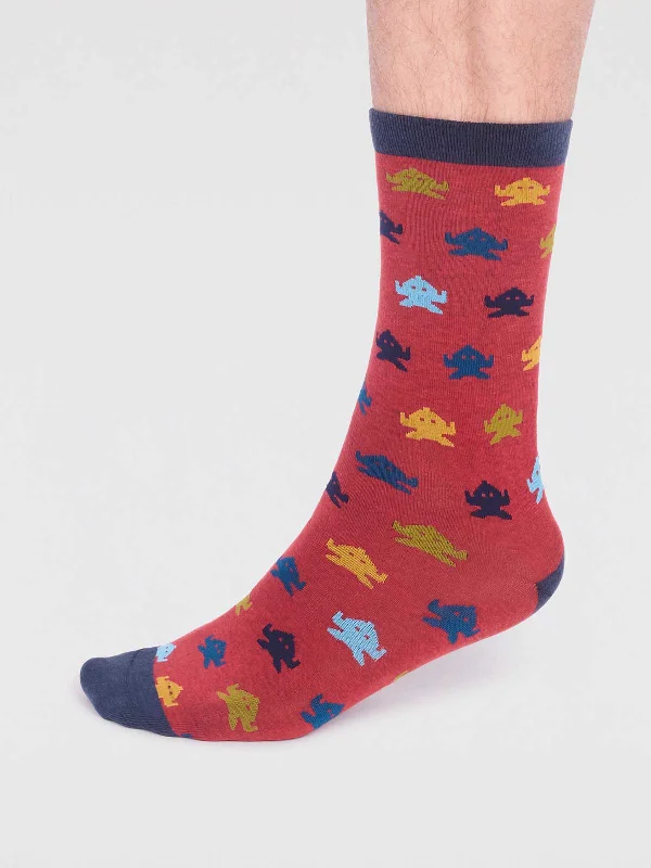 Thermal men's socks for cold climate protectionSalas Organic Cotton Rocket Socks - Hibiscus Red