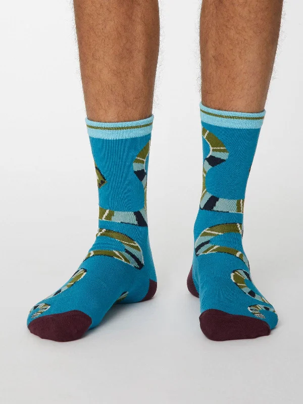 Diabetic men's socks for proper circulationSerpent Socks - Mosaic Blue
