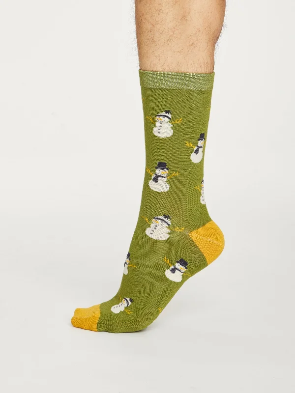 Running men's socks for sports performanceSnowman Socks - Olive