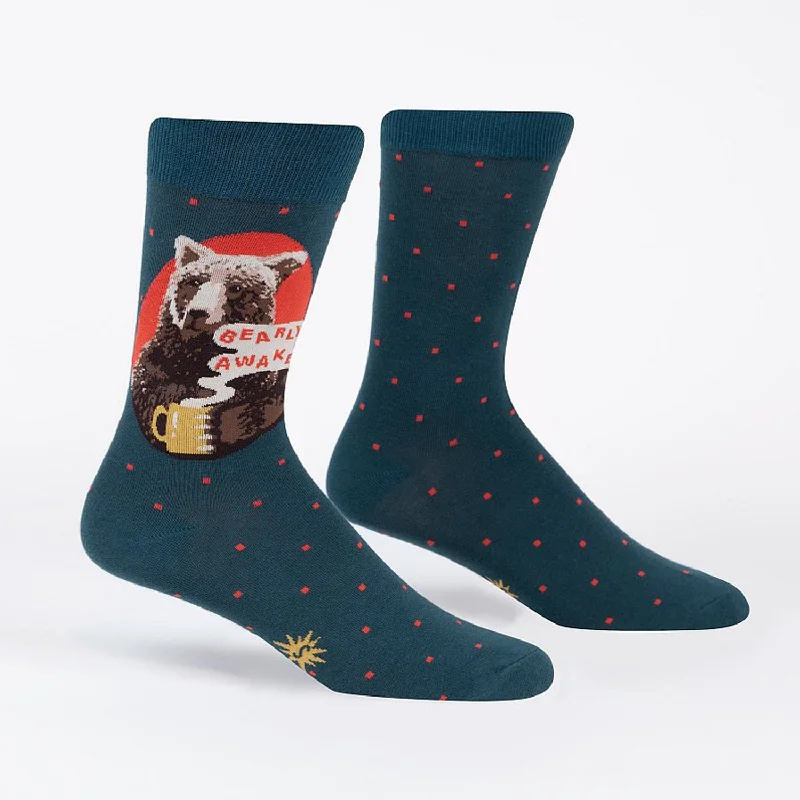 Elastic - top men's crew socks for a secure holdSock It To Me Men's Crew Socks - Bearly Awake