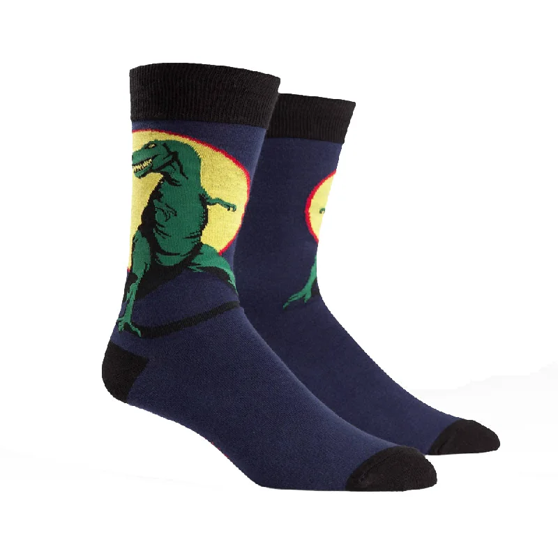 Printed men's crew socks with fun designsSock It To Me Men's Crew Socks - T-Rex