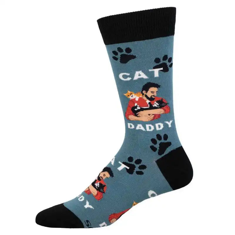 Diabetic men's socks for proper circulation'Cat Daddy' Men's Printed Socks
