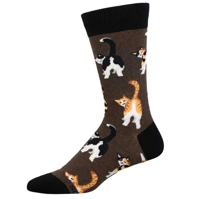 Athletic men's socks with arch support'Cat Butts' Men's Printed Socks