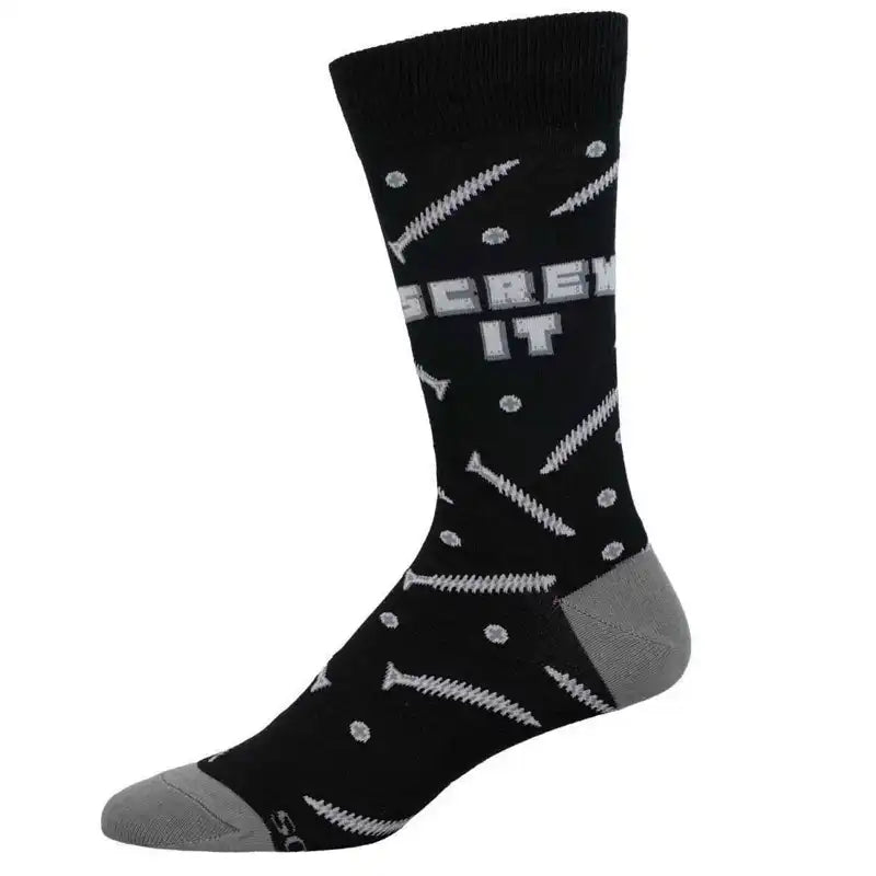 Athletic men's socks with arch support'Screw It' Men's Printed Socks