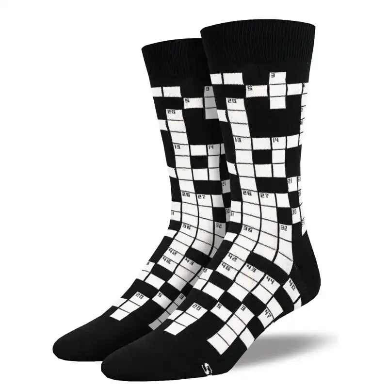 Hiking men's socks for outdoor adventures'Sunday Crossword' Men's printed socks