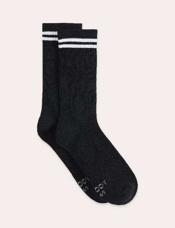 Ankle men's socks for a low - profile lookStriped Cushioned Crew Socks - Black/White Ankle men's socks for a low - profile lookStriped Cushioned Crew Socks - Black/White
