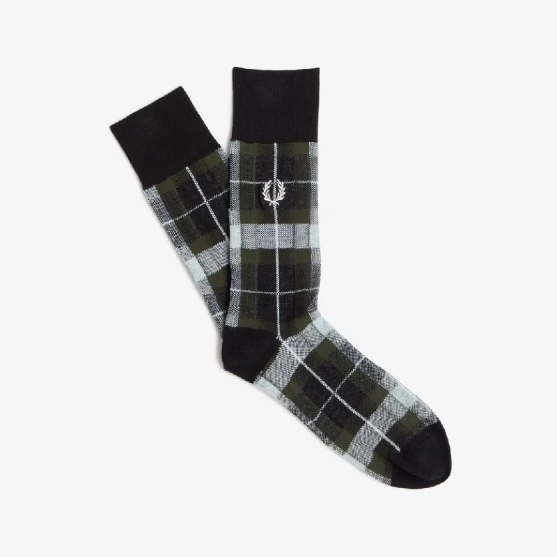 Patterned men's socks with geometric designsTartan Socks (Light Ice + Snow White)