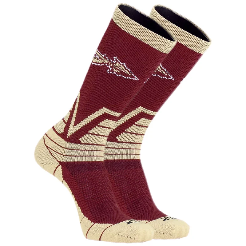 Stretchable men's socks for a flexible fitTCK Men's Spear Logo Crew Socks - Garnet/Gold