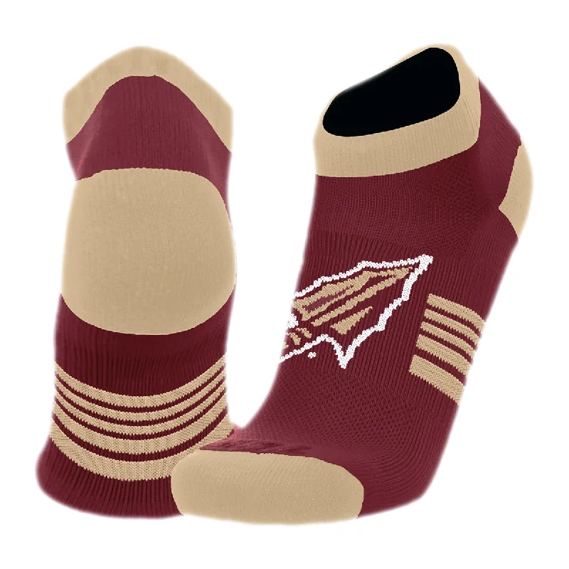 Athletic men's socks with arch supportTCK Men's Arrowhead Design Low Cut Socks - Garnet/Gold