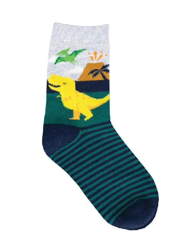 Printed men's crew socks with fun designsTotally T-Rex | Youth Crew