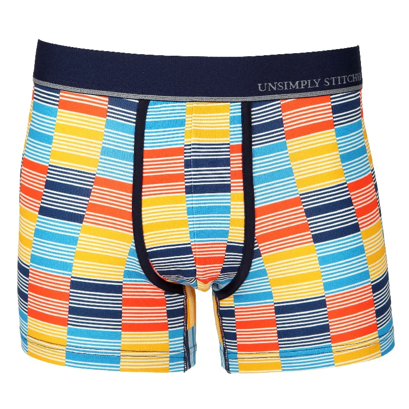 Stretch - lycra men's trunks for flexibilityCheckered Stripe Boxer Trunk