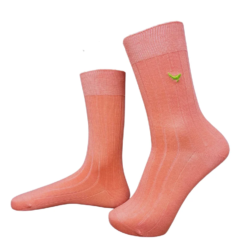 Breathable men's crew socks for all - day wearVibrant Peach -Crew Socks Bamboo Socks