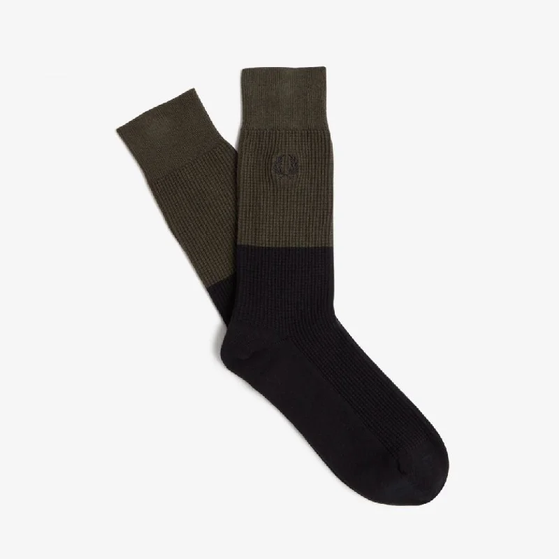 Novelty men's socks with unique patternsWaffle Knit Socks (Field Green + Black)