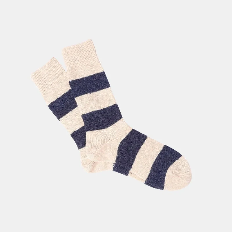 Patterned men's socks with geometric designsWool Cashmere Stripes Crew Socks