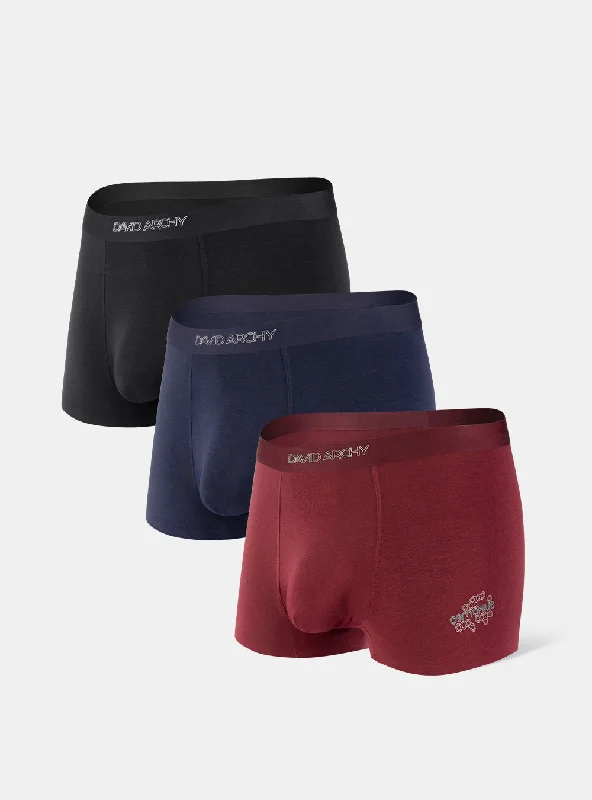 Solid - color men's trunks in various shades3 Packs Cotton-Modal Blend Trunks
