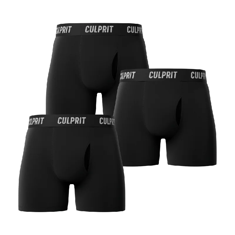 Microfiber men's boxer briefs for a smooth feelStealth Black Boxer Briefs 3-Pack 🥷