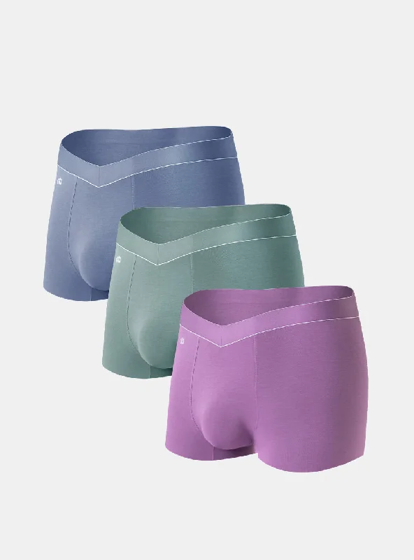 Patterned men's trunks, like camo or dots3 Packs V-Shaped Micro Modal Breathable Trunks