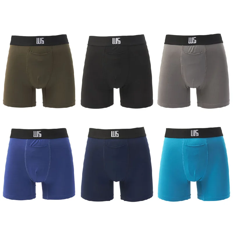 Moisture - wicking men's boxer briefs for sports activities4" Inseam Trunk Boxer Brief 6 Pack - WarriorFit Moisture Wicking Fabric - W/Chafe Safe Pouch Moisture - wicking men's boxer briefs for sports activities4" Inseam Trunk Boxer Brief 6 Pack - WarriorFit Moisture Wicking Fabric - W/Chafe Safe Pouch