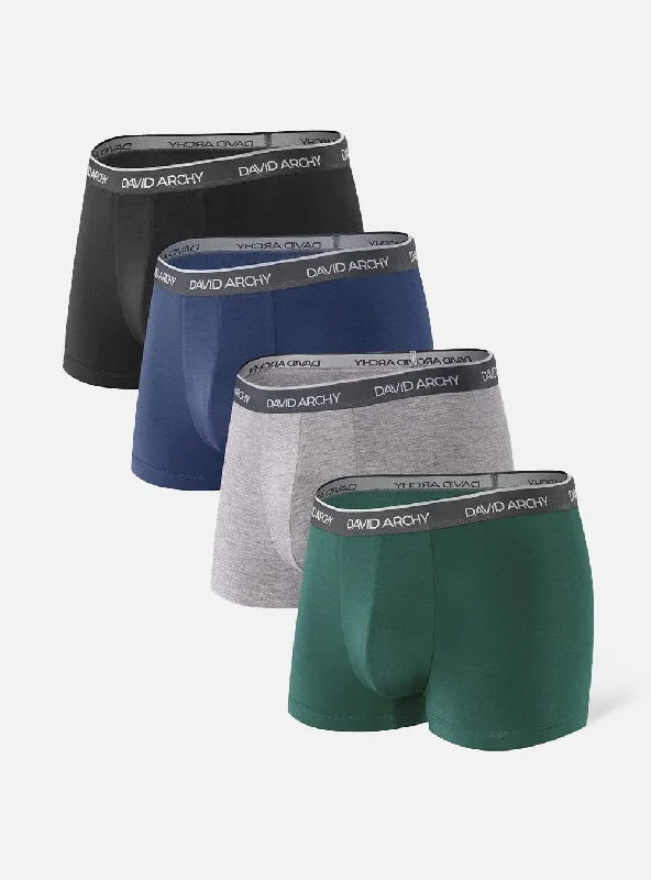 Moisture - wicking men's trunks for active use4 Packs Bamboo Rayon 3D Touch Trunks