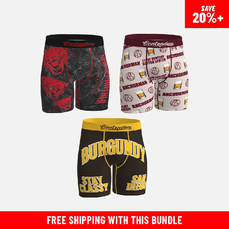 Men's boxer briefs with a contoured pouch for comfortANCHORMAN 3 PACK BRIEF