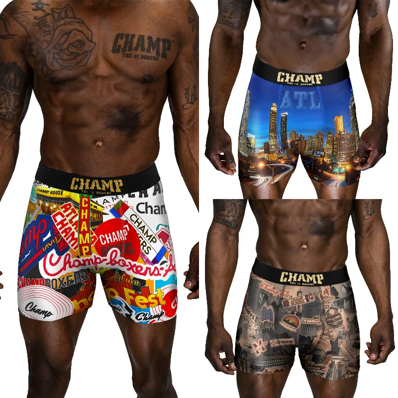 Compression men's boxer briefs for muscle supportATL Edition (NO FLY)