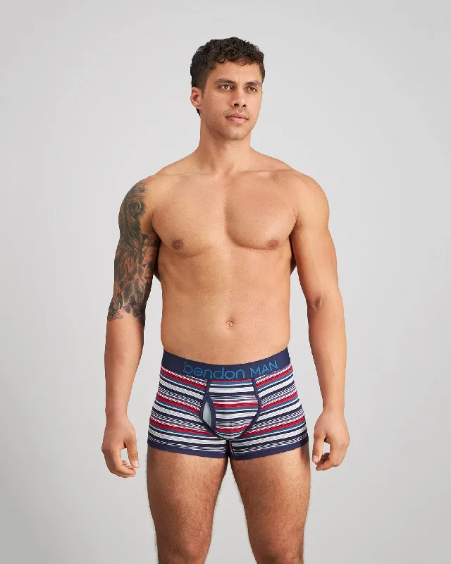 Moisture - wicking men's trunks for active useBold Stripe Mens Trunk