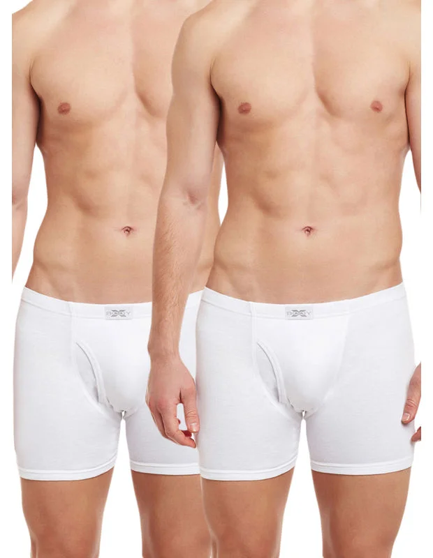 Printed men's trunks with eye - catching motifsBody X Solid Trunks-Pack of 2-BX19T-White Printed men's trunks with eye - catching motifsBody X Solid Trunks-Pack of 2-BX19T-White