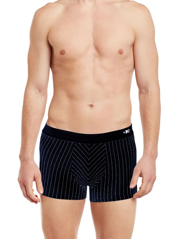 Low - rise men's trunks for a trendy lookBody X Striped Trunks-BX30T-Navy